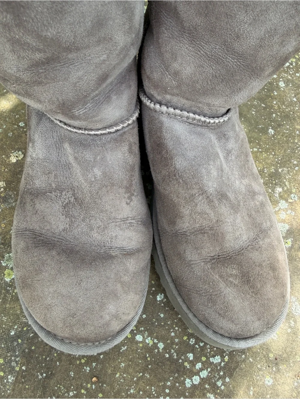UGG Tall Button-Accent Suede Boots - Gray